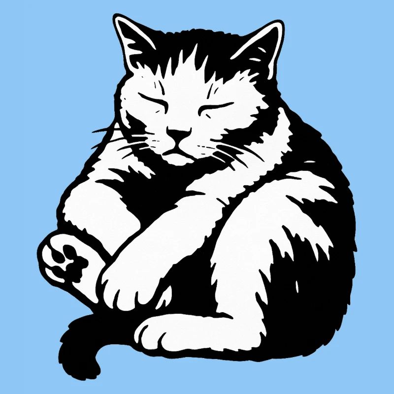 Silhouette du chat endormi