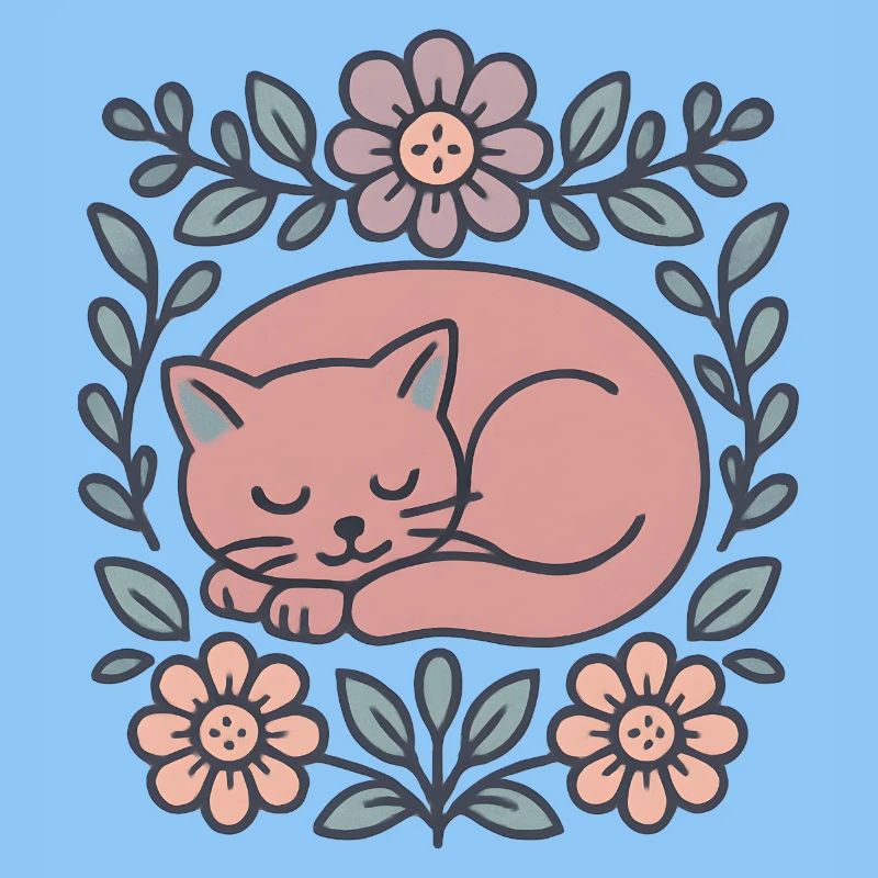 Katzenruhe im Blumenkranz