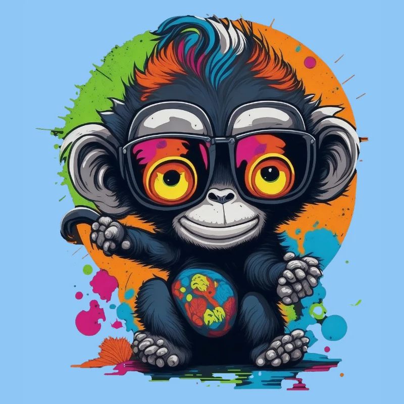 Neon Brillenaffe Splash - Affe - Äffchen