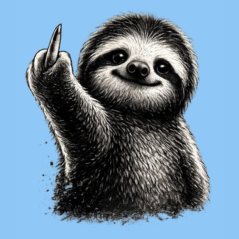 Naughty Sloth Middle Finger