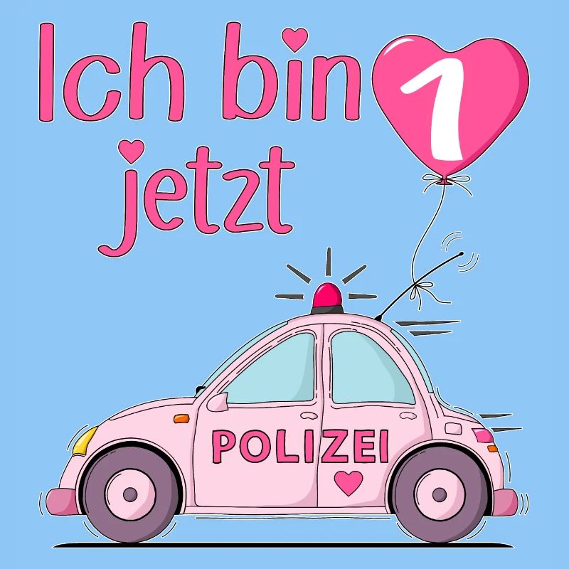 Polizeiauto Ich bin jetzt 1 Geburtstag Rosa