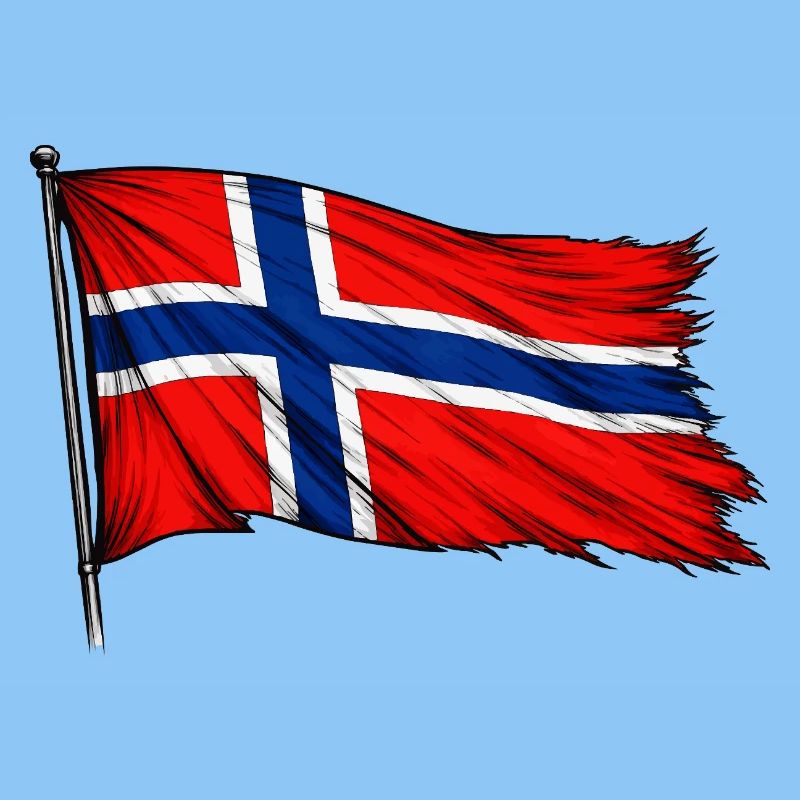 Drapeau norvégien flottant