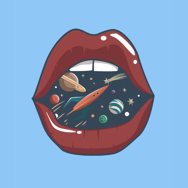 Embrasser la bouche dans l'espace