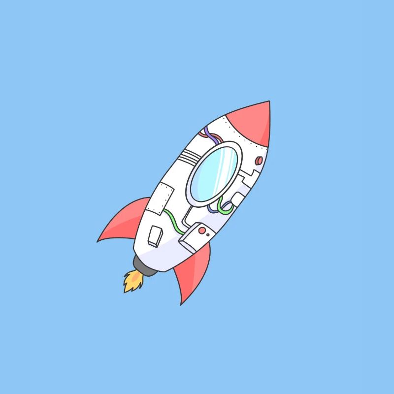 Colorful rocket in orbit