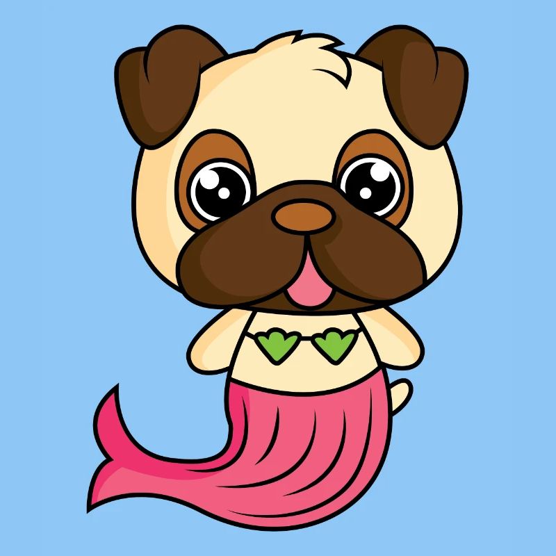 Mops als Meerjungfrau