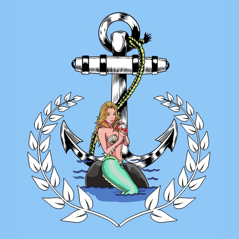 Maritim Nixe Anker Seafaring Laurel Wreath Seaing