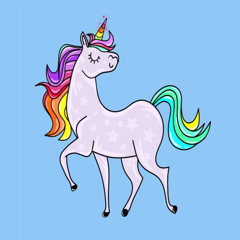 Einhorn mit Sternchen und Regenbogen Farben