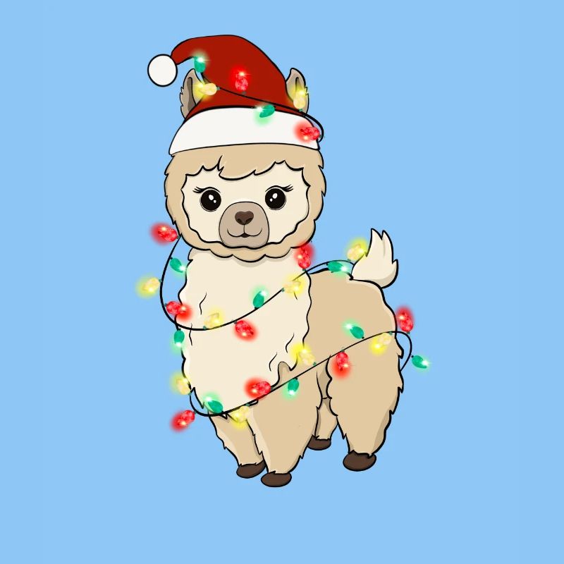 Llama with Christmas lights