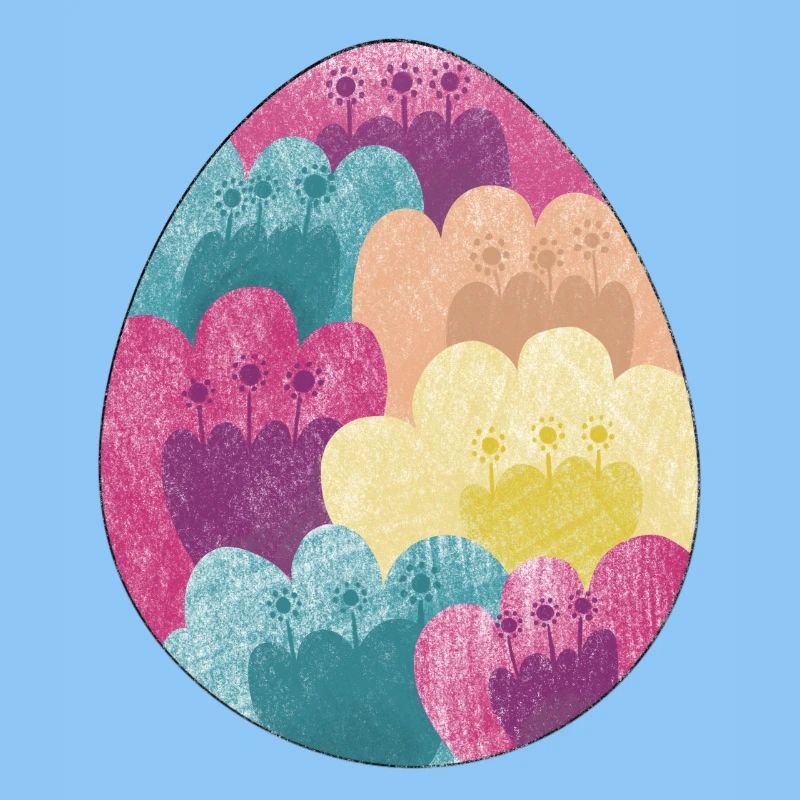 Colorful Easter egg with flower pattern