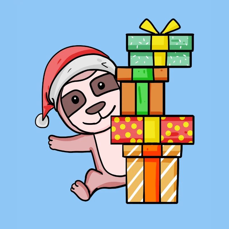 Faultier mit Weihnachtsmütze