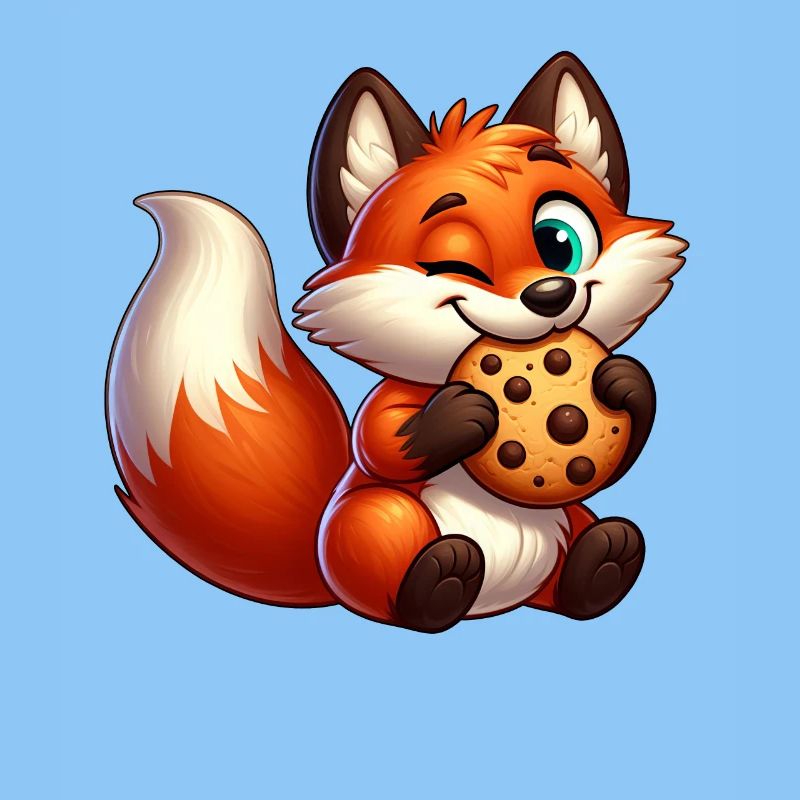 Cute red fox with biscuit