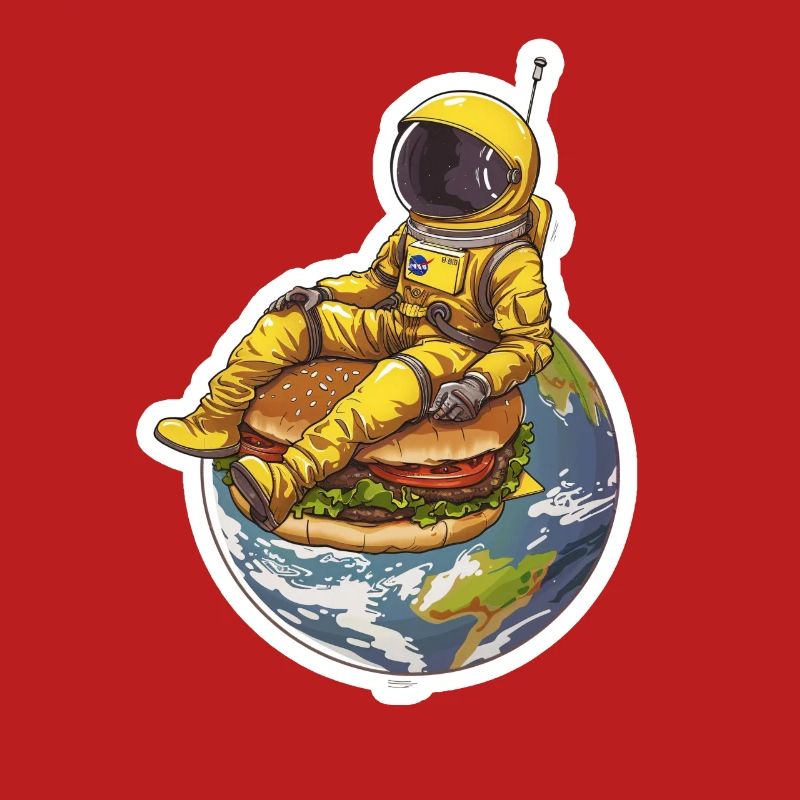 Astronaute doré sur Burger – Design alimentaire spatial
