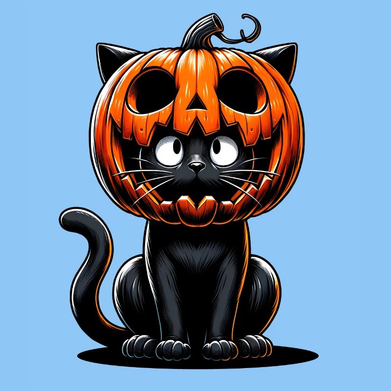 Mignon chat noir Halloween design costume de citrouille