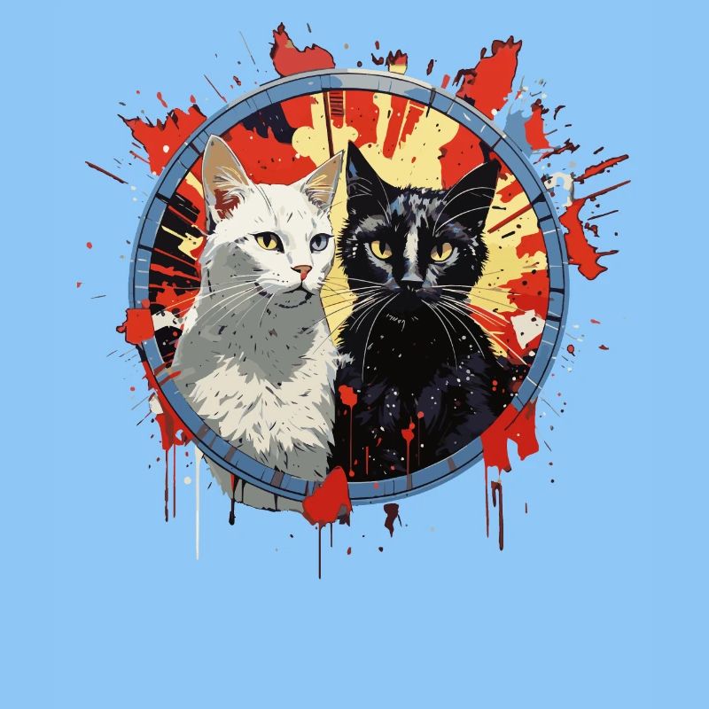 Noir et blanc Chat Boxe Match Boxe