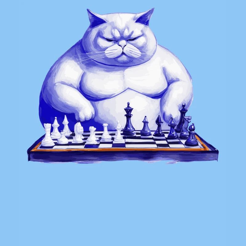 Cat playing chess
