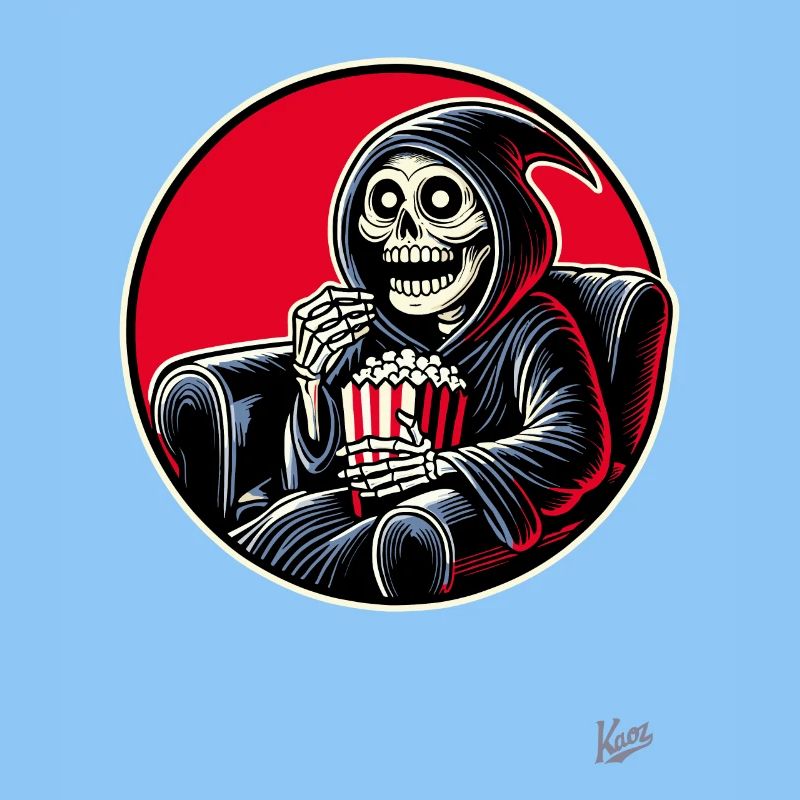 Cinéaste Grim Reaper avec pop-corn