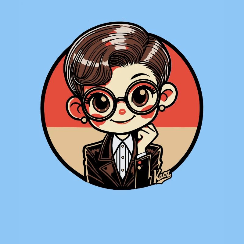 Chibi Bookworm Nerd Girl dans un style rétro
