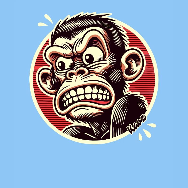 Angry indignant and funny gorilla