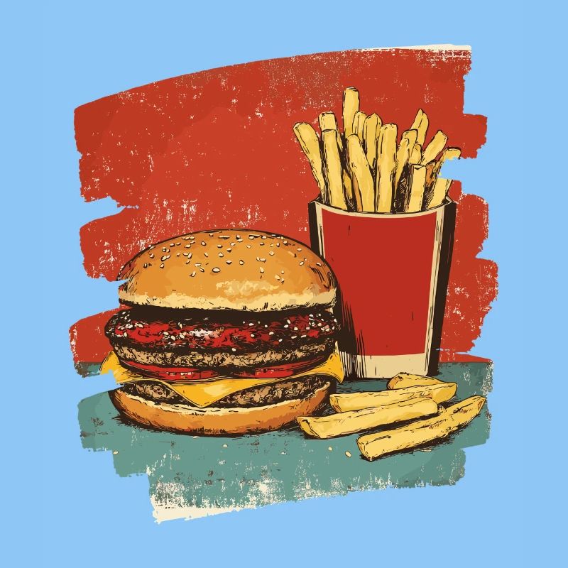Burger und Fritten Retro