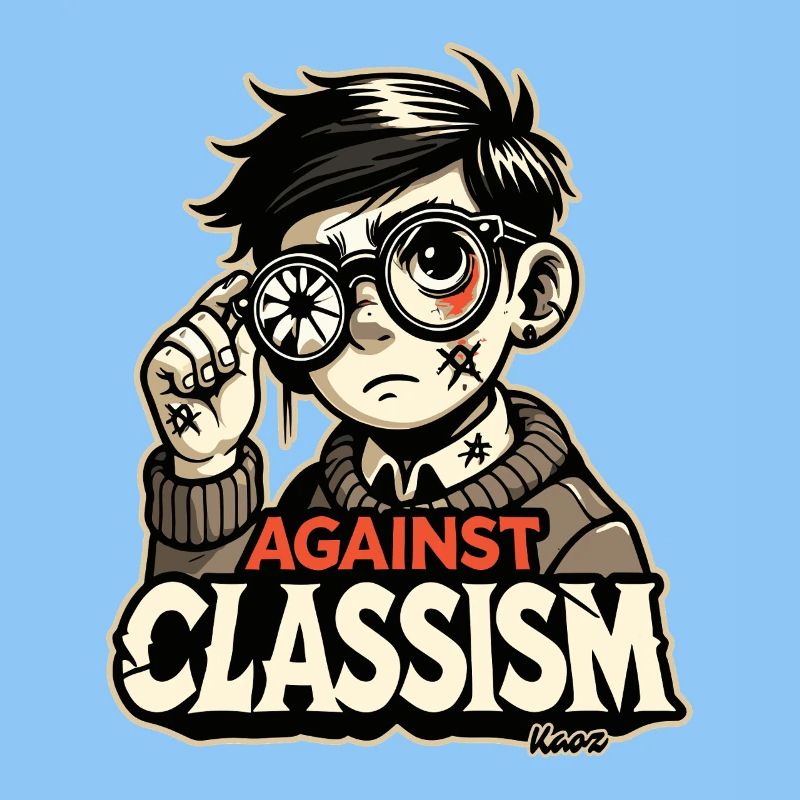 armer Junge mit kaputter Brille: gegen Klassismus
