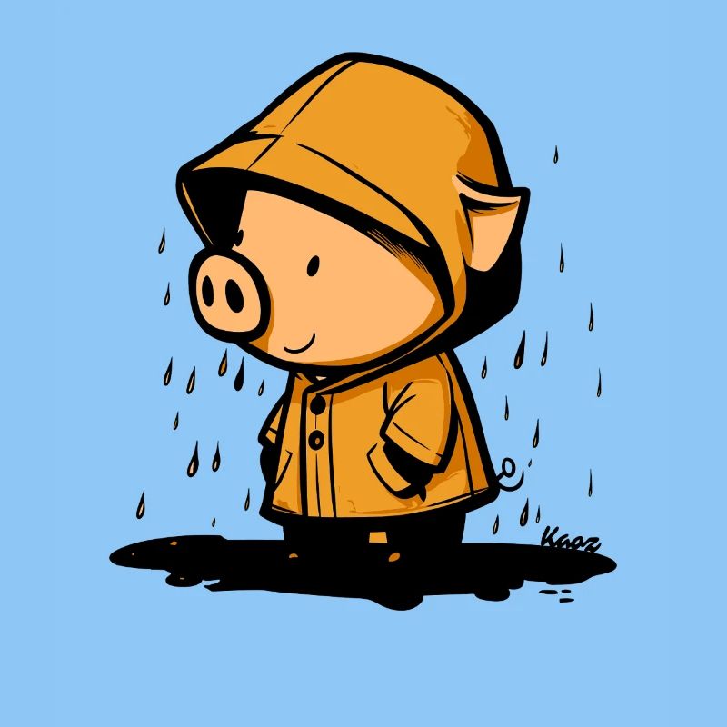 Cochon mignon en imperméable