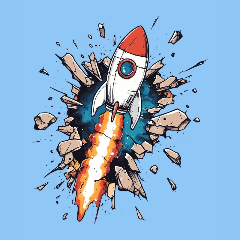 Rocket breaks through wall