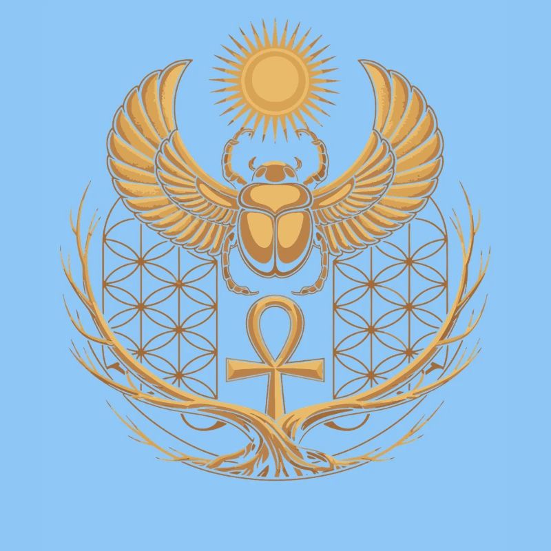 Winged Scarab with Ankh & Solar Disk