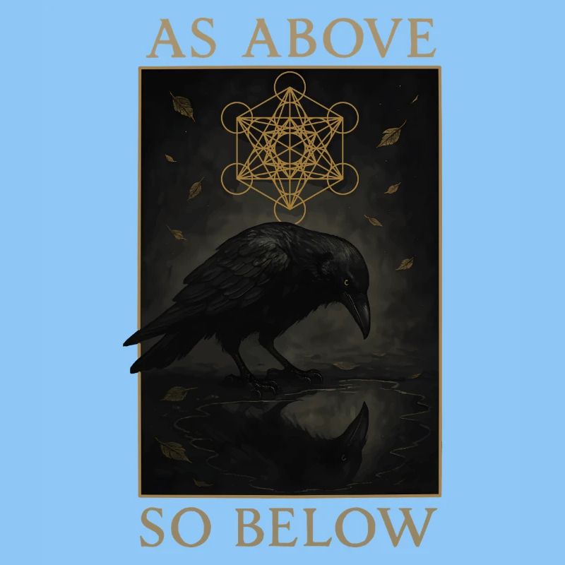 As Above So Below Raven Metatron's Cube Art