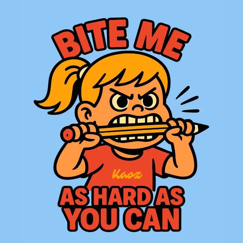 Beiß mich! Comic-Mädchen mit Wutanfall