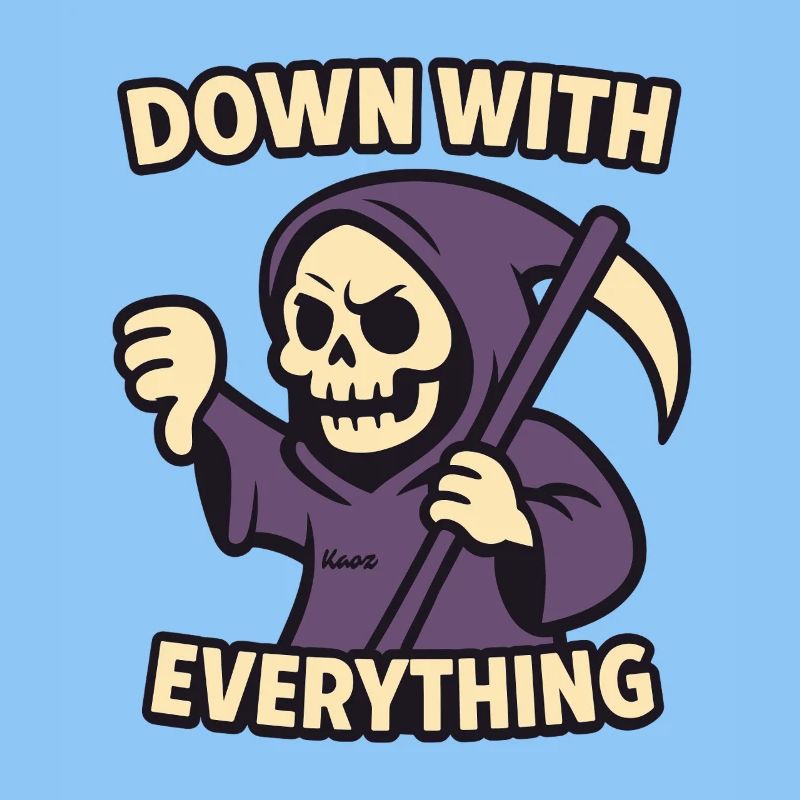 Down With Everything, Annoyed Grim Reaper Cartoon