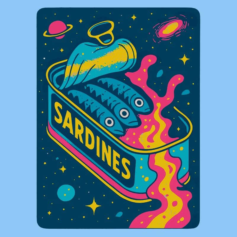 Kosmische Sardinen Retro Kunst
