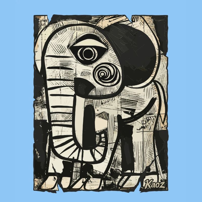 Abstrakter Elefant in Schwarz-Weiß