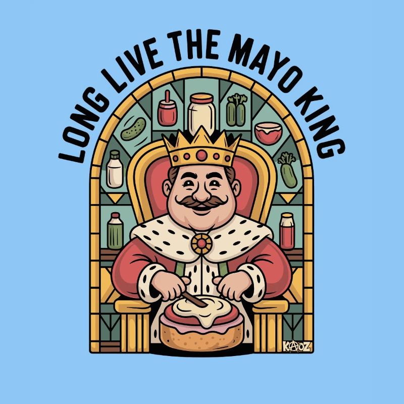 Mayonnaise King on Throne with Sandwich Comic