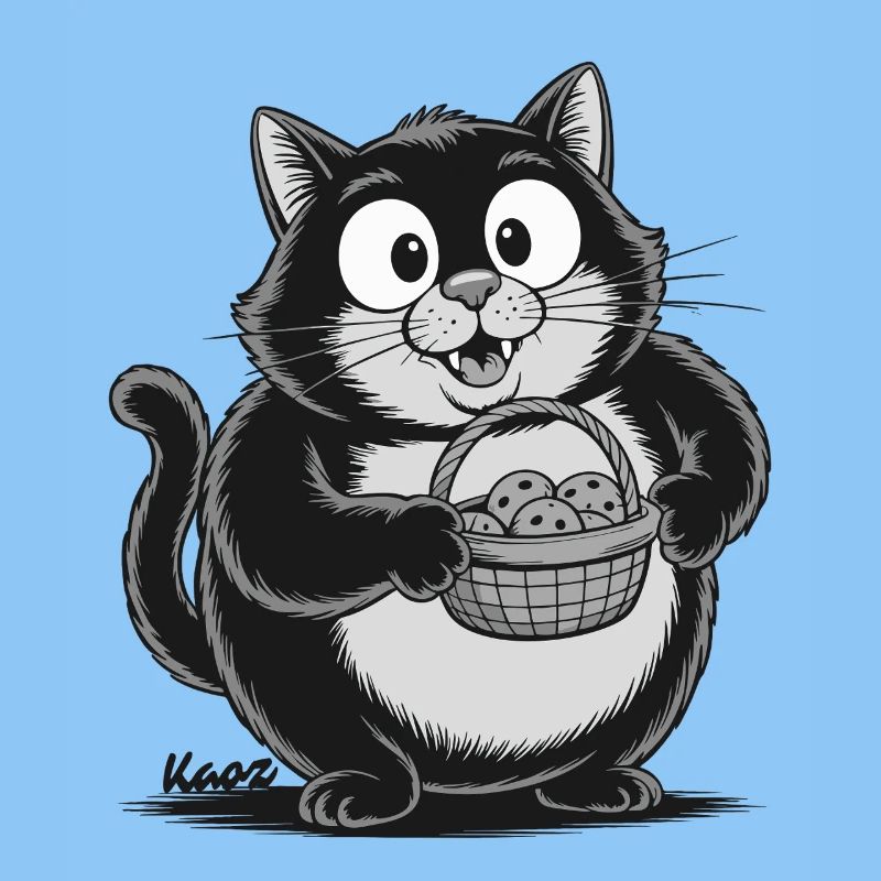 Gros chat avec des collations aux biscuits