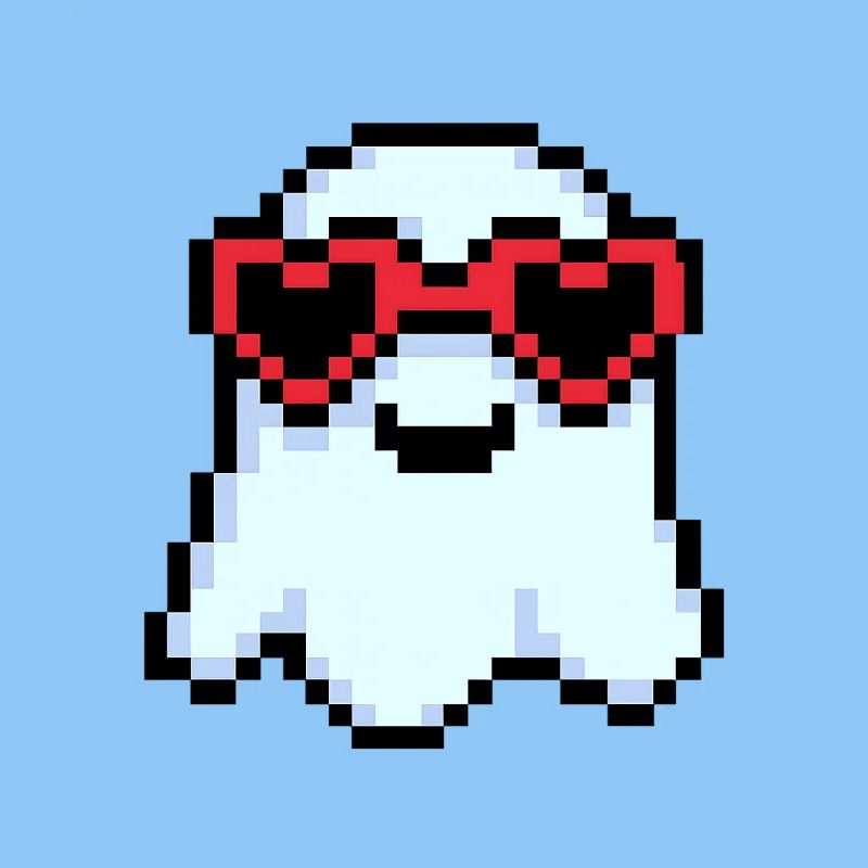 Pixelgeist mit herzförmigen Farbtönen