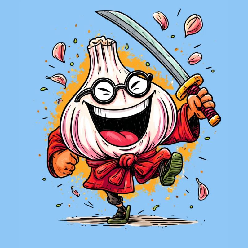 Fearless Garlic Samurai Hero Character