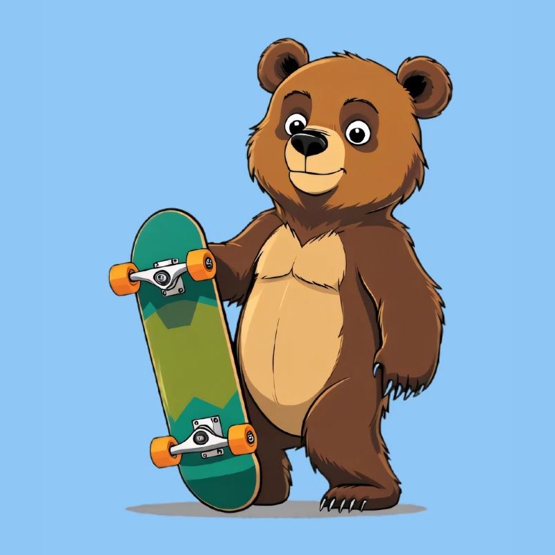 Bär mit Skateboard Illustration