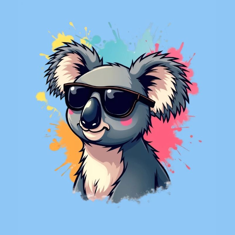 Cool koala with sunglasses and color explosion