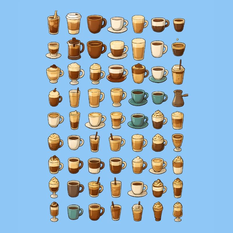 Verschiedene Kaffee-Getränke Illustration