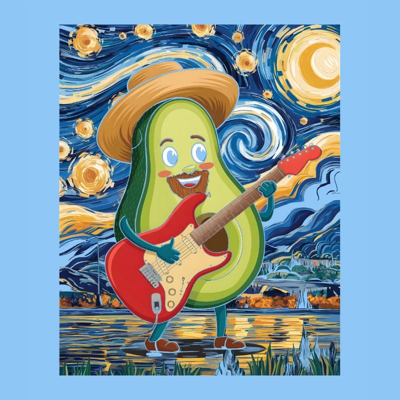 Avocado Musiker im Impressionstil