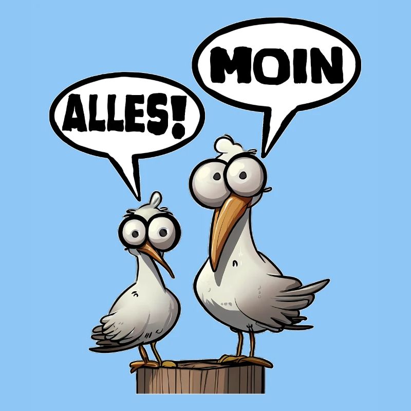 Humorvolle Möwen mit Sprüchen Moin