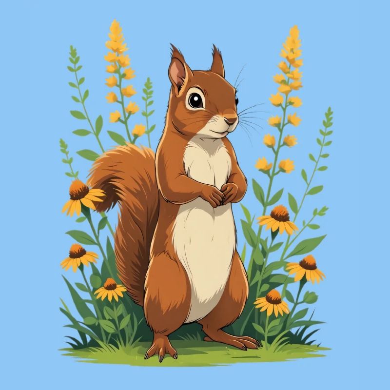 Charming squirrel with flower wreath