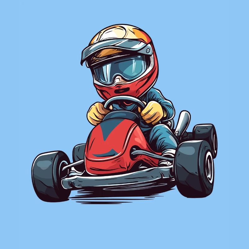 Conception de dessin animé de petit pilote de kart