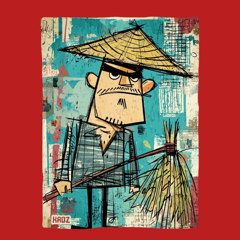 Graffiti Samurai mit Besen