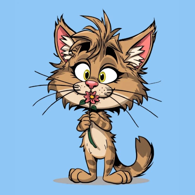 Chat mignon avec fleur