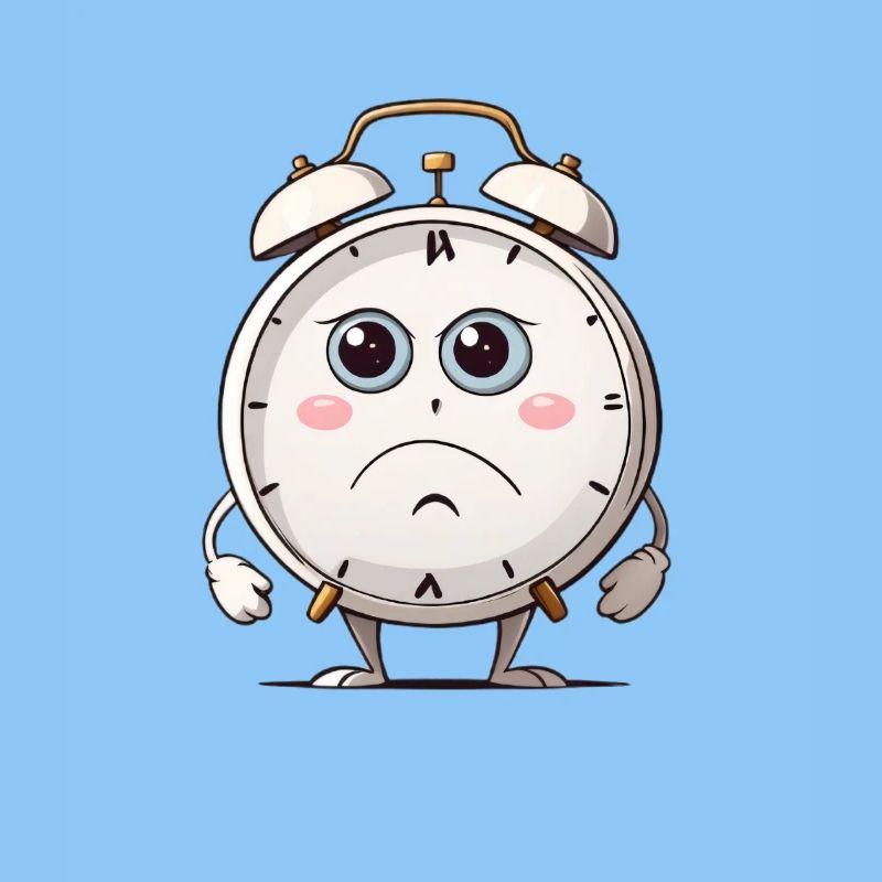 Kummernder Wecker Cartoon Design