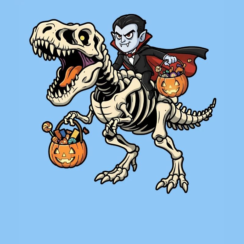 Vampire Riding Skeleton T-Rex Halloween Dinosaur