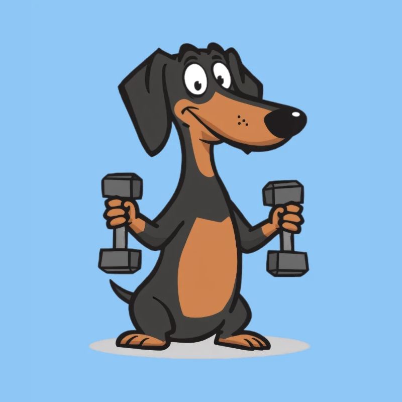 Dackel Krafttraining Cartoon