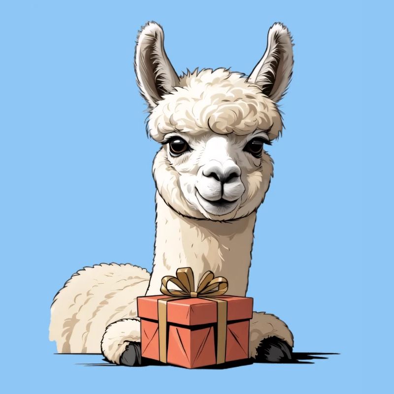 Alpaka mit Geschenkbox