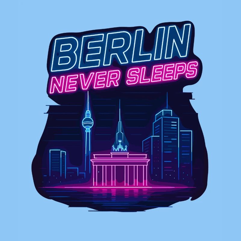 Berlin Never Sleeps Neon Skyline Design
